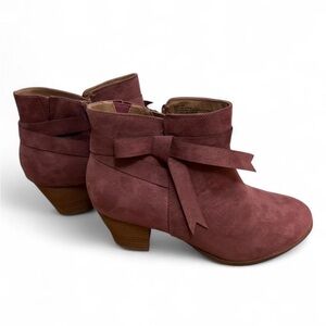 torrid Mauve Suede Ankle Booties with Bow Detail